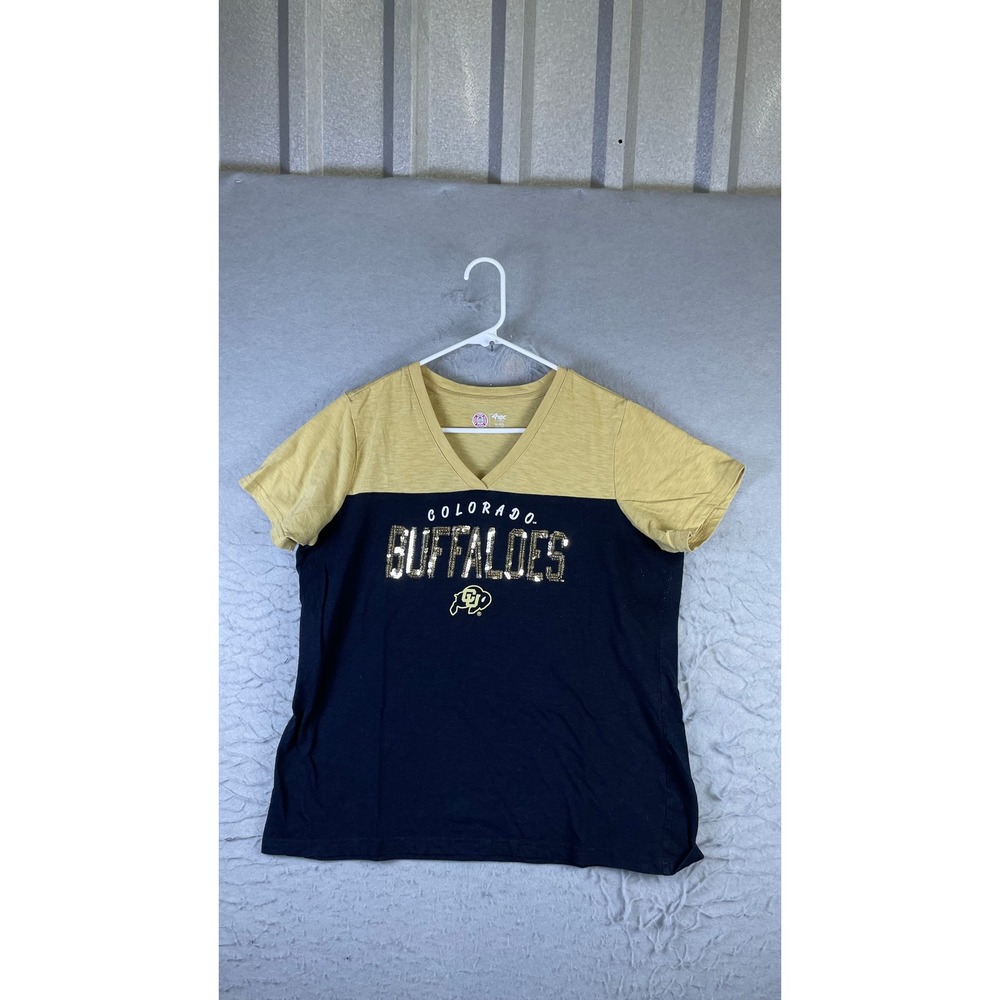 G-III T-Shirt Men XL Gold Black Excellent Colorado Buffaloes Sequin V-Neck